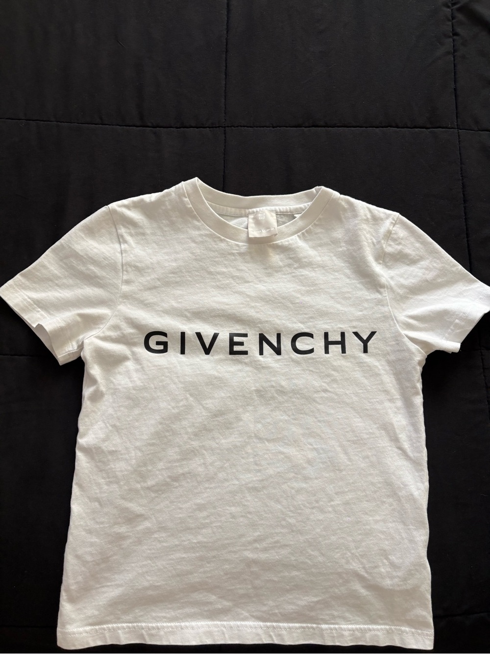 Kids Unisex Givenchy White T-Shirt with Black Logo